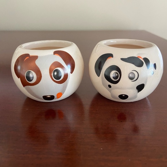 Set of 2 Buzzy DOG FACE Miniature Plant Pots from 2014 - Picture 1 of 6